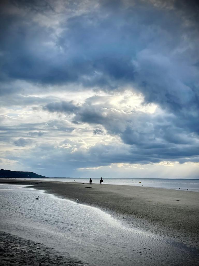 promenade a cheval, ciel magnifique avec le centre equestre de blonville
